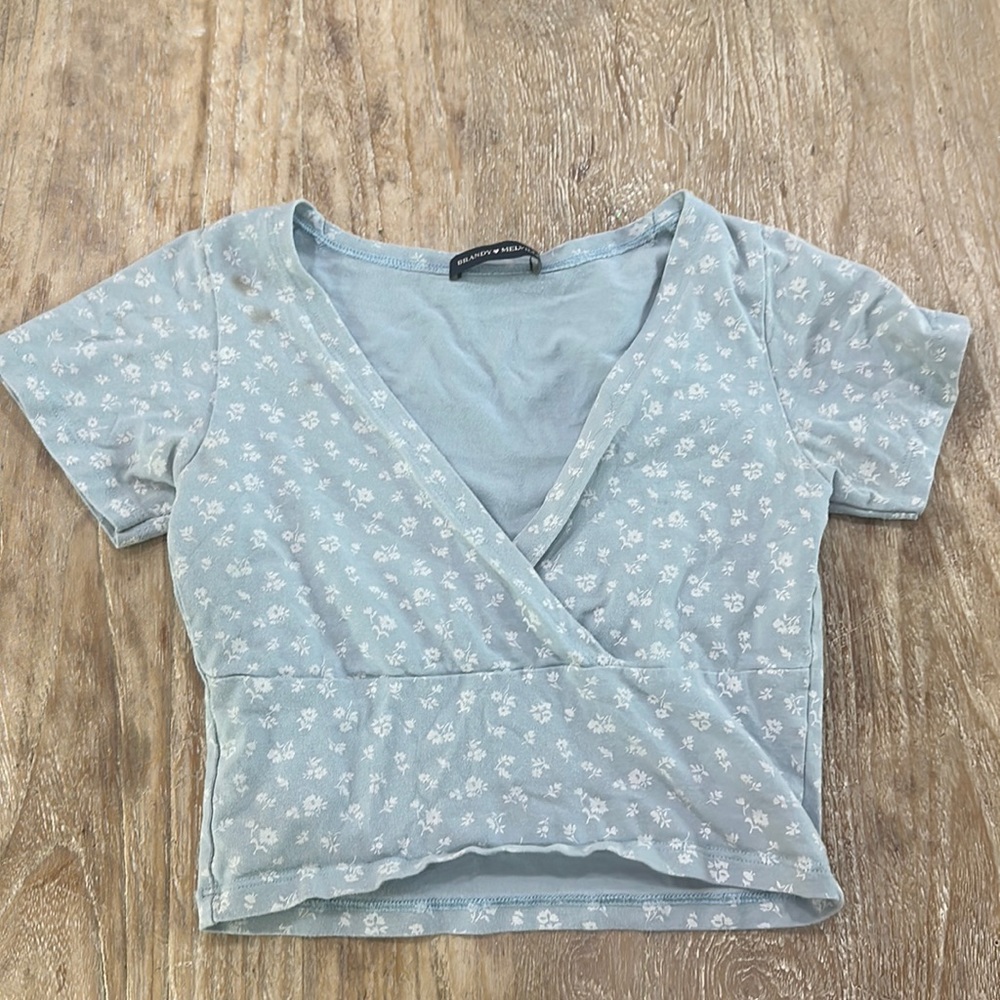 Brandy Melville Blue Floral Crop Top
